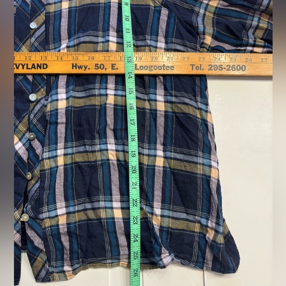 J. Jill Women’s Sz XL Blue Plaid Hook Loop Button Up Shirt Blouse Cotton Blend - Picture 5 of 6